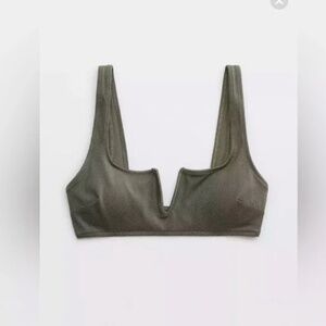 Aerie Shine Pique V Wire Scoop Bikini Top M (Top Only)